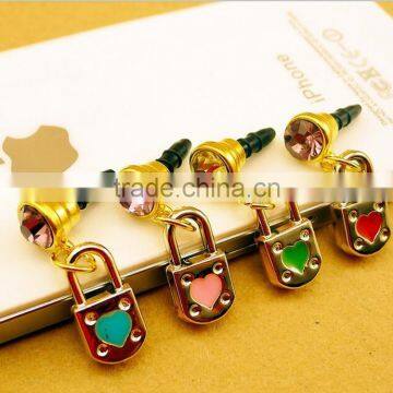 Custom make anti dust plug for all mobile phone wholesale 3.5mm hole jewelry plug