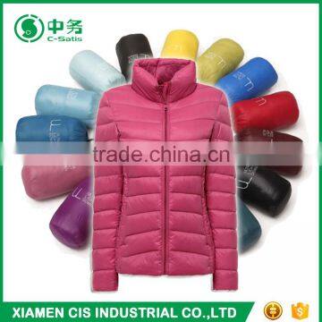 Popular Style Pink Color Women Ultralight Goose Down Jacket for Winter