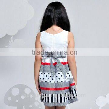 2015 Summer High Quality Fashion Pure Cotton Polka Dots Stripes Splice Childrens Clothes Guangzhou photo-2