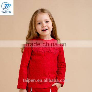 Wholesale Girls Long Sleeve Lace t Shirt With Flower Pattern Fleece Lining Shirt Designs For Girls