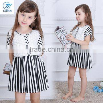 Summer New Fancy White & Black Polka Dot Frock Child Dress Baby Girls Dresses For 2-6 Years