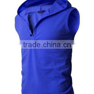 OEM New Design Cotton Plain Wholesale Sleeveless Hoodie Man Vest photo-4
