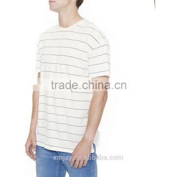2016 Fashion Wholesale Split SS Tee Natural Washed Black Stripe Men Short Sleeve Collar T-shirt O Neck photo-2