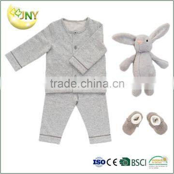 Factory supply new fashion plain grey cotton newborn baby rompers clothing set