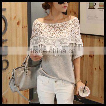 Hot Sell Fashion Korea Style Lace Design Women Summer Blank Latest Printing T-shirt Girl photo-6