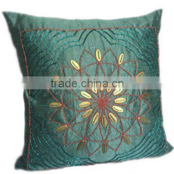 Green Pillow Mandala Pillows Green Gold Pillow Beaded Green Pillow Green Gold Pillow