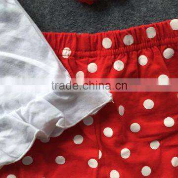 2016 Spring/Summer Outftis Hot Sell Fashion Sleeveless Shirt Baby Girls Red Dot Short With Matching Necklace and Headband photo-3