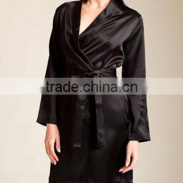 Wholesale New Design Plus Pajamas Satin Dress Blank Plain Short Custom Design Satin Nighty Robes Women photo-6