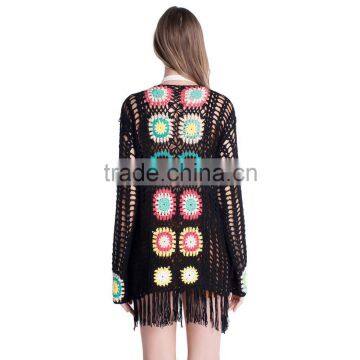 Wholesale Poncho Patterns Knitting Color Combination Womens Cardigan Sweater From Shantou photo-3