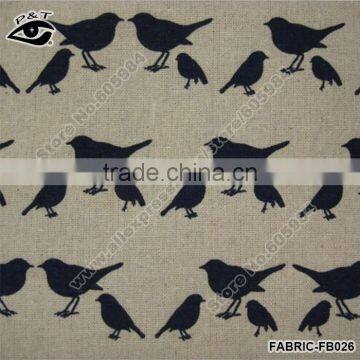 Blue Sparrow Printing Linen Fabric Zakka Handicraft Linen/Cotton Fabric for Sofa Cover Curtain Tablecloth