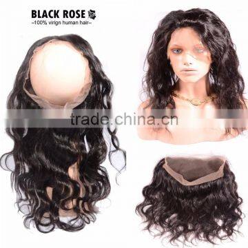 Virgin Human Hair Lace Closure Ear To Ear Elastic 360 Lace Band Frontal Closure With Baby Hair Bleached Knots photo-4