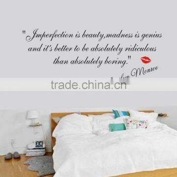 Marilyn Monroe Imperfection is Beauty Wall Sticker Quote Decal Art Home Decor