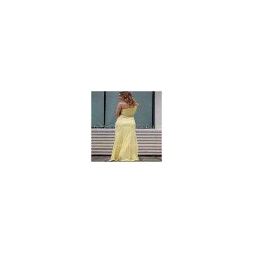 One Shoulder Yellow Ruffle Arabic Dresses Evening photo-3
