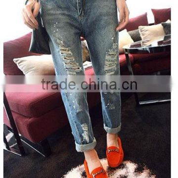 Skinny women fashion jeans with holes