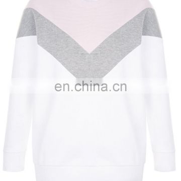 Polycotton long sleeve sweatshirt Front chest Pink grey stripe ballon sleeve Sweatshirt