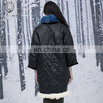 Nifty Style Lamb And Mink Fur Coat Reversible Female Multicolored Mix Different Fur Jacket Real Fur Down Overcoat photo-6