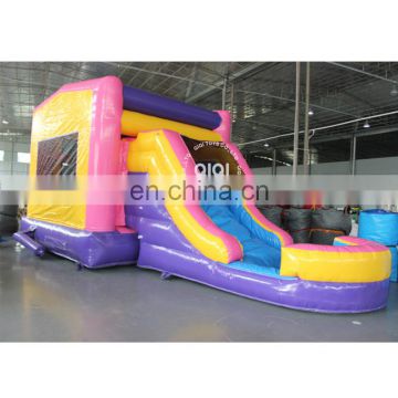 Cheap Amusement Inflatable Bouncer with Pink wet and dry Slide for sale