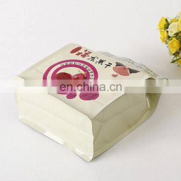 2017 flat bottom eight side sealed side gusset customized dried fruit food bag