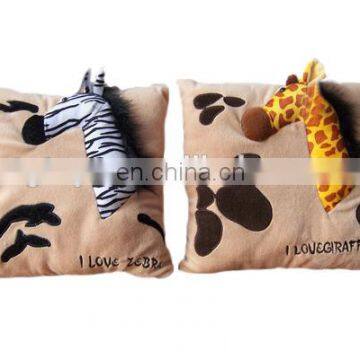 Zoo park shop hot sale products Zebra Giraffe 3D plush cushion