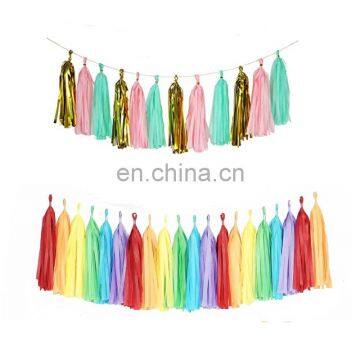 Colorful tissues paper garland for wedding party decoration