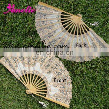 Gold cotton lace parasol and lace fans