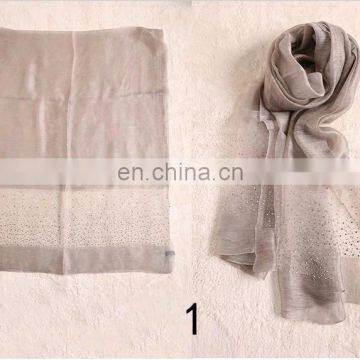 new design beautiful light long style silk and wool scarf