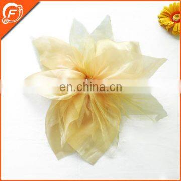 noble gold color flowing organza flower handmade in china for bride