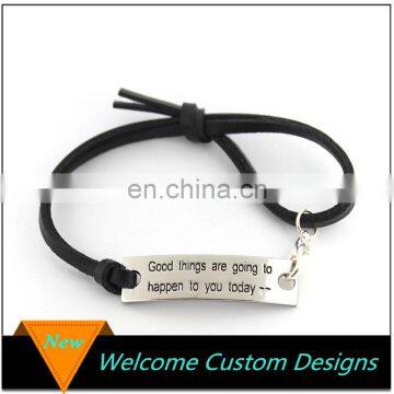 Hot sale custom simple motivational inspirational mens bracelet leather