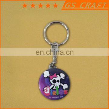custom keychain with button badge / mirror keychain / Wholesale custom bottle button badge