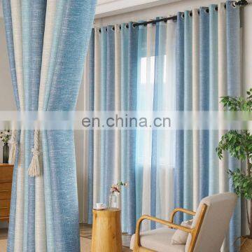 Modern  cotton  linen look blackout  curtain for French window fancy curtain