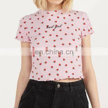 Short Sleeve Crew Neck Crop Tops T-Shirts Women