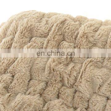 Best Selling Products Super Soft Extra Cozy Luxury Elastic Embossed Rabbit Khaki Faux Fur Throw Blanket for Bed photo-4