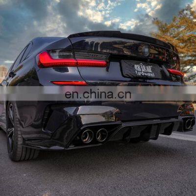 Gloss Black Body Kit Rear Bumper Lip Diffuser Spoiler With LED For BMW G20 Rear Bumper Lip photo-3