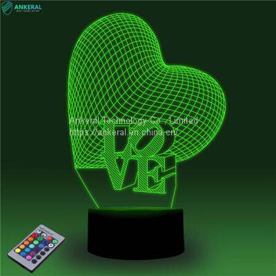 Love Heart 3D Atmosphere Night Light Fantastic Creative New Designs photo-3