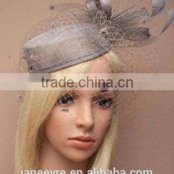 Wholesale Elegant Veiling Fascinator Hat Sinamay Base With Feather For Wedding/chuch/Party/Races photo-2