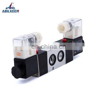 4V220-08 Double Coil Solenoid Valve 2 Position 5 Way Aluminum Alloy Pneumatic Directional Control Solenoid Valve