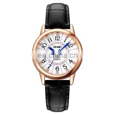 Simple Design Skmei 1823 Female Women Quartz Wrist Lady Watch with Genuine Leather Strap