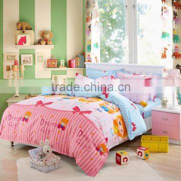 Funny kids cartoons cotton reactive printed customized printing on bedding set China twin bed sheet sets