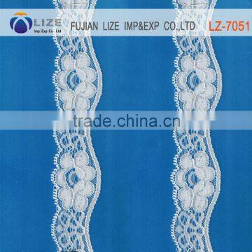 Nylon Spandex Crochet french lace trimming,Lace Trims with pearl for Bras