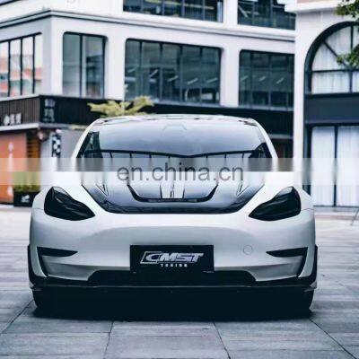 Runde Top Ranking Quality Carbon Fiber Front lip Rear Lip Side Skirt Rear Lip Spoiler Hood For Tesla Model 3 CMST Style Body Kit