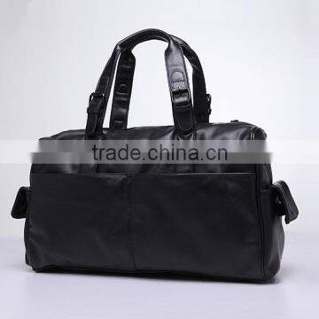 High Quality Sheep Leather Black Rolling Travel Duffel Bag Organizer for Men photo-3