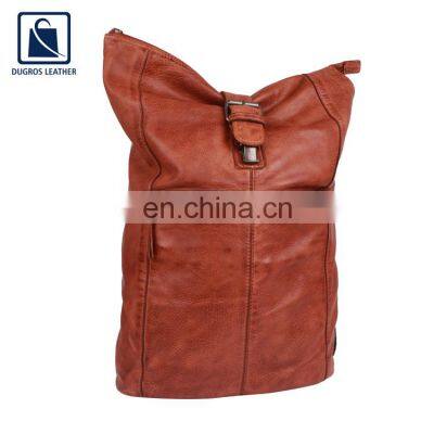 Vintage Style Swiss Cotton Lining Premium and Luxury Stylish Look Genuine Leather Women Backpack Bag From India
