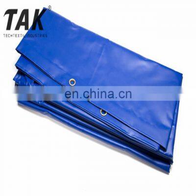 Venda direta da fábrica. Coberturas de lona de PVC resistentes, impermeáveis, azuis, com 1000D e 610gsm, à prova de fogo, para caminhões e barracas. photo-2