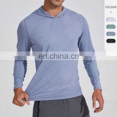 Factory Wholesale Outdoor Sports Fitness Wear Polyester Print Men's Pullover Sweatshirt Custom Man Gym Long Sleeve Hoodie Shirts