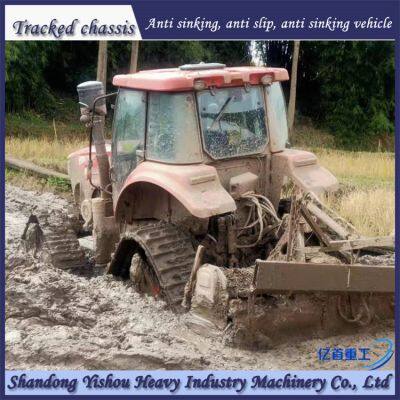 Tractor modification with track chassis, anti-skid and anti sinking measures in muddy and swampy areas