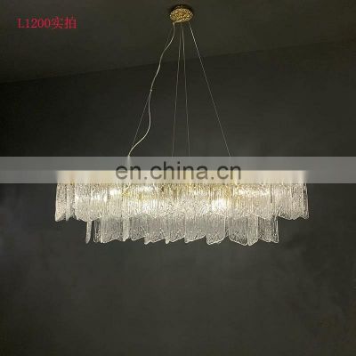 Modern Glass Chandelier Gold Tree Branch Chandelier Large Rectangular Kitchen Island Hanging Light Fixture for Dining Room