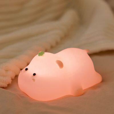 EGOGO New Nursery Silicone Squishy Lamp Night Light Hippo Nightlight Baby Kids Children Small Animal LED Night Light photo-6