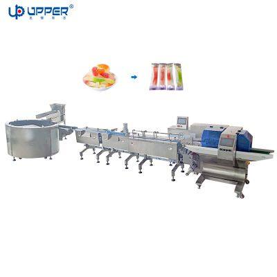 Earthworm gummy candy turntable packing line