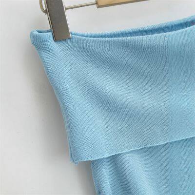 Spring New European and American Style Women's Retro Round Neck Temperament Niche Sexy off Shoulder One Shoulder Top photo-3