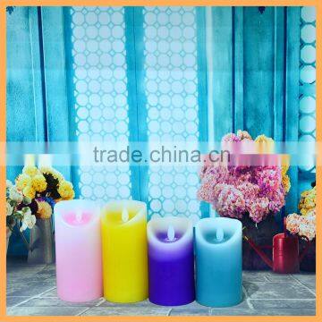 Flickering Multi-colored LED Wax Pillar Candle photo-2